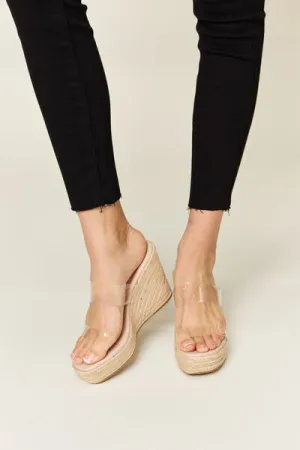 Clear Strap Espadrille Platform Wedge Sandals