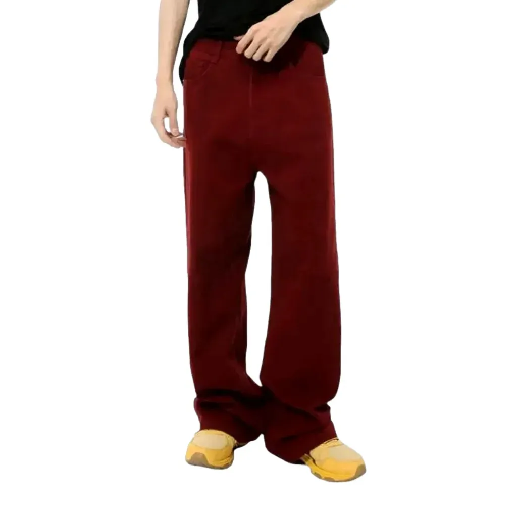 Colorful street style mid rise men's denim pants