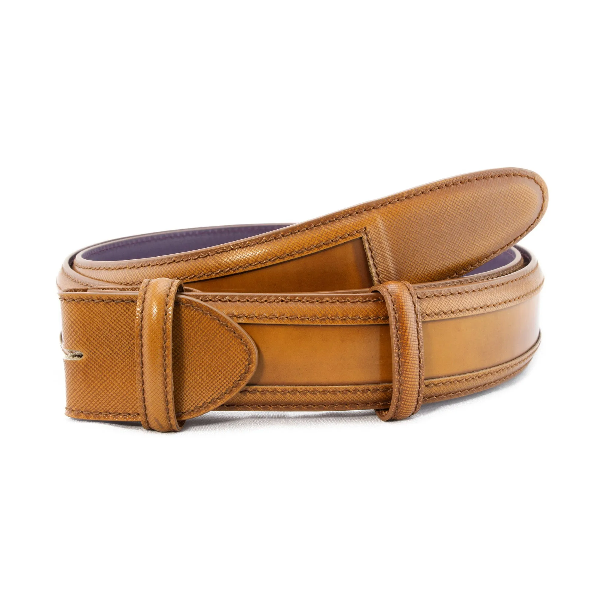 Coltrane Wing Tip Cordovan Effect Burnished Belt Strap