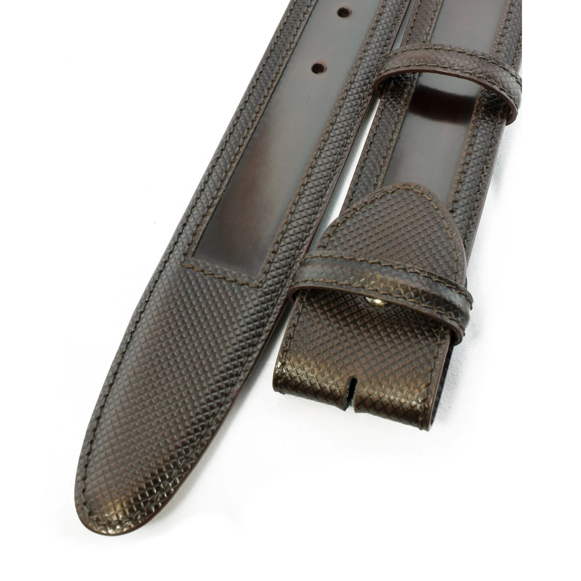 Coltrane Wing Tip Cordovan Effect Burnished Belt Strap