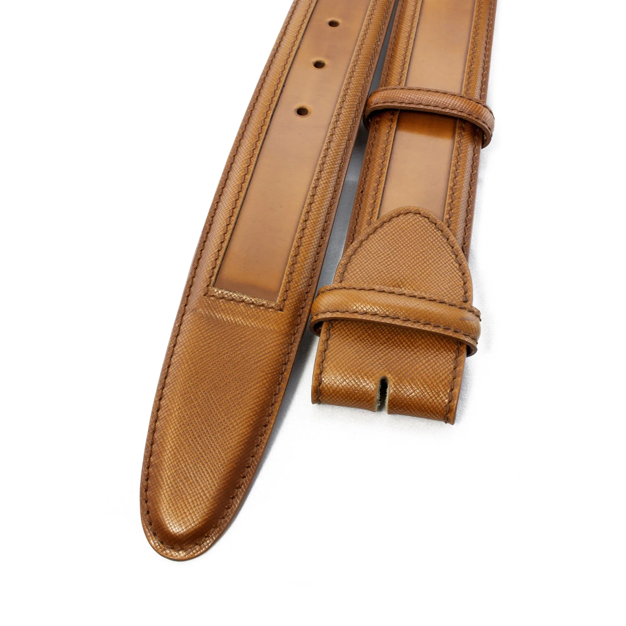 Coltrane Wing Tip Cordovan Effect Burnished Belt Strap