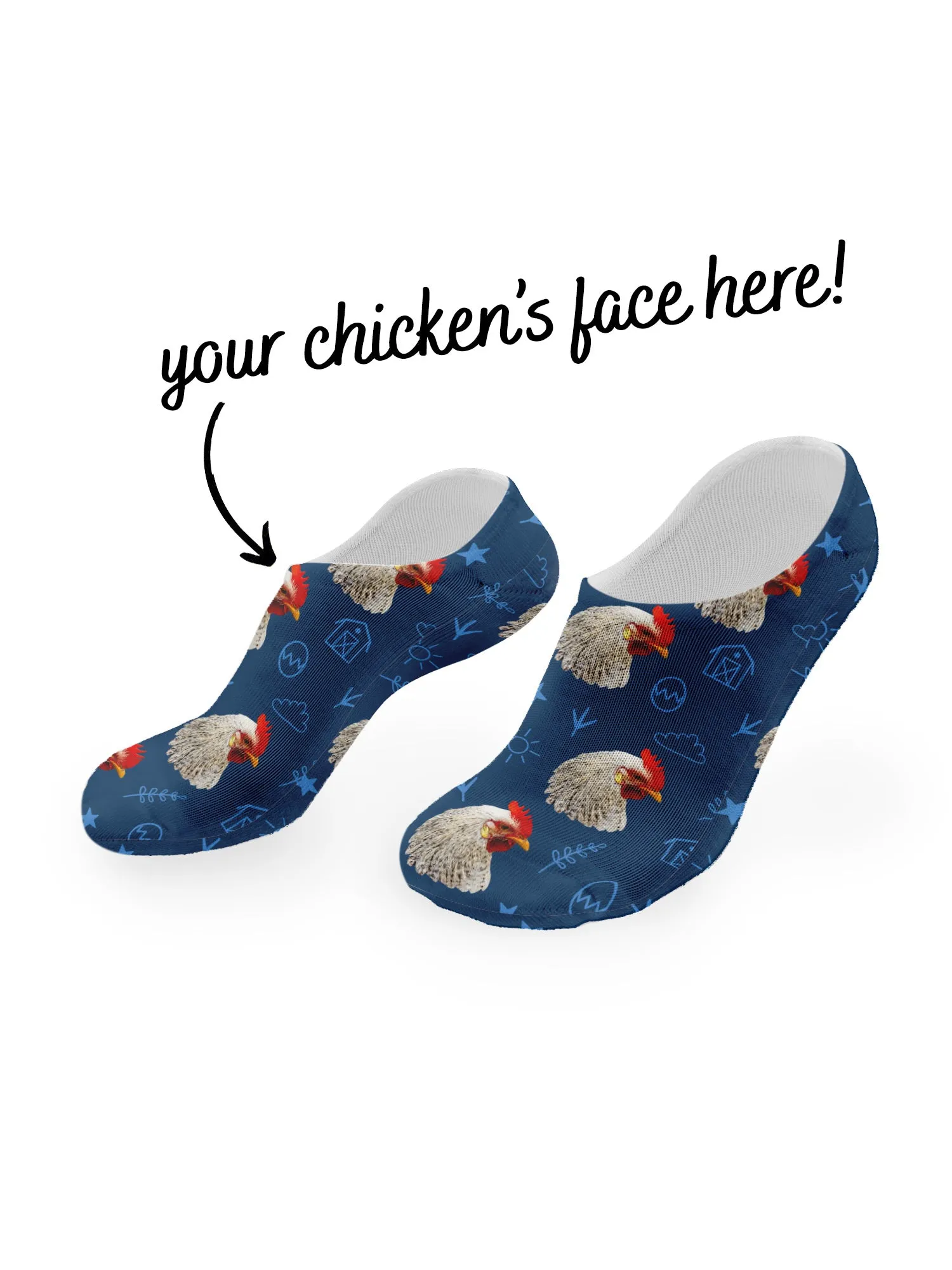 Custom Chicken Face No-Show Socks