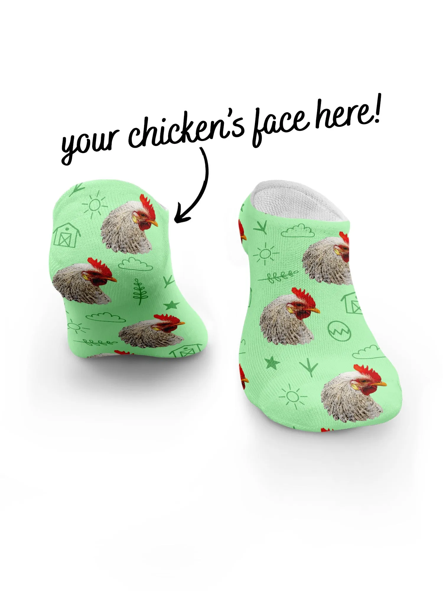 Custom Chicken Face No-Show Socks