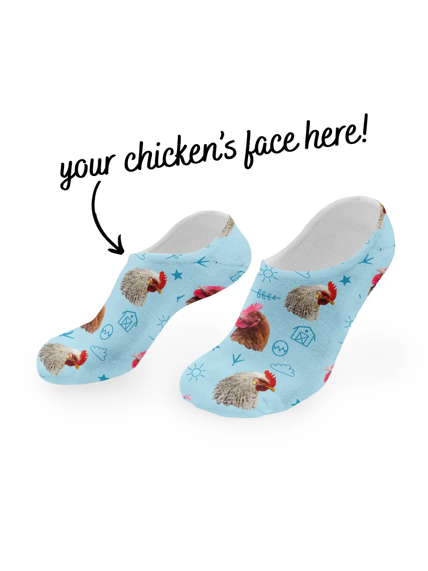 Custom Chicken Face No-Show Socks