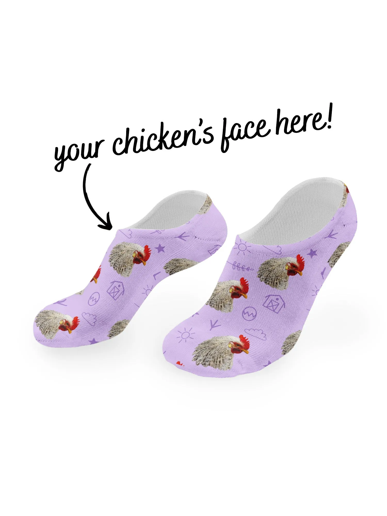 Custom Chicken Face No-Show Socks