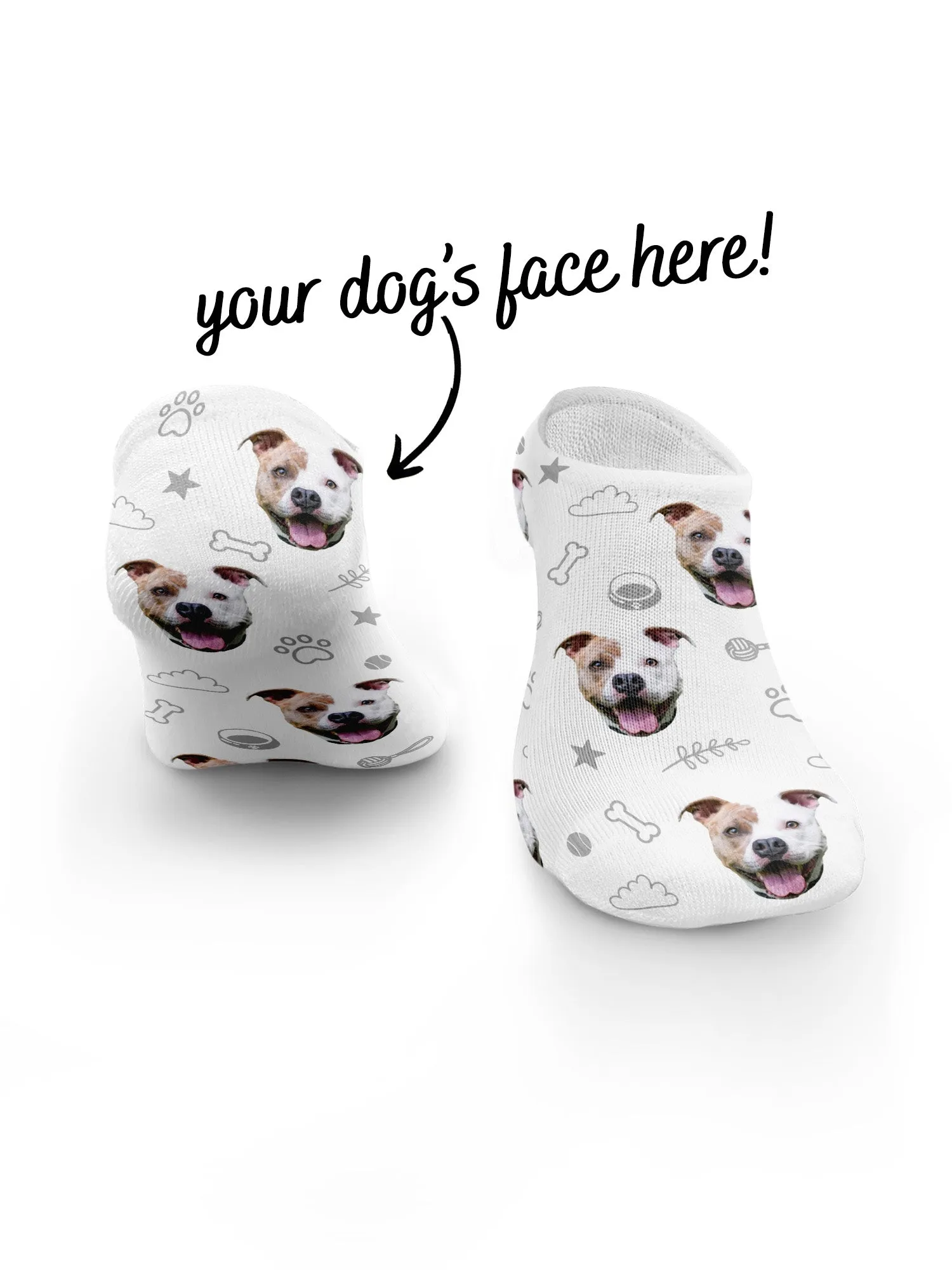 Custom Dog Face No-Show Socks