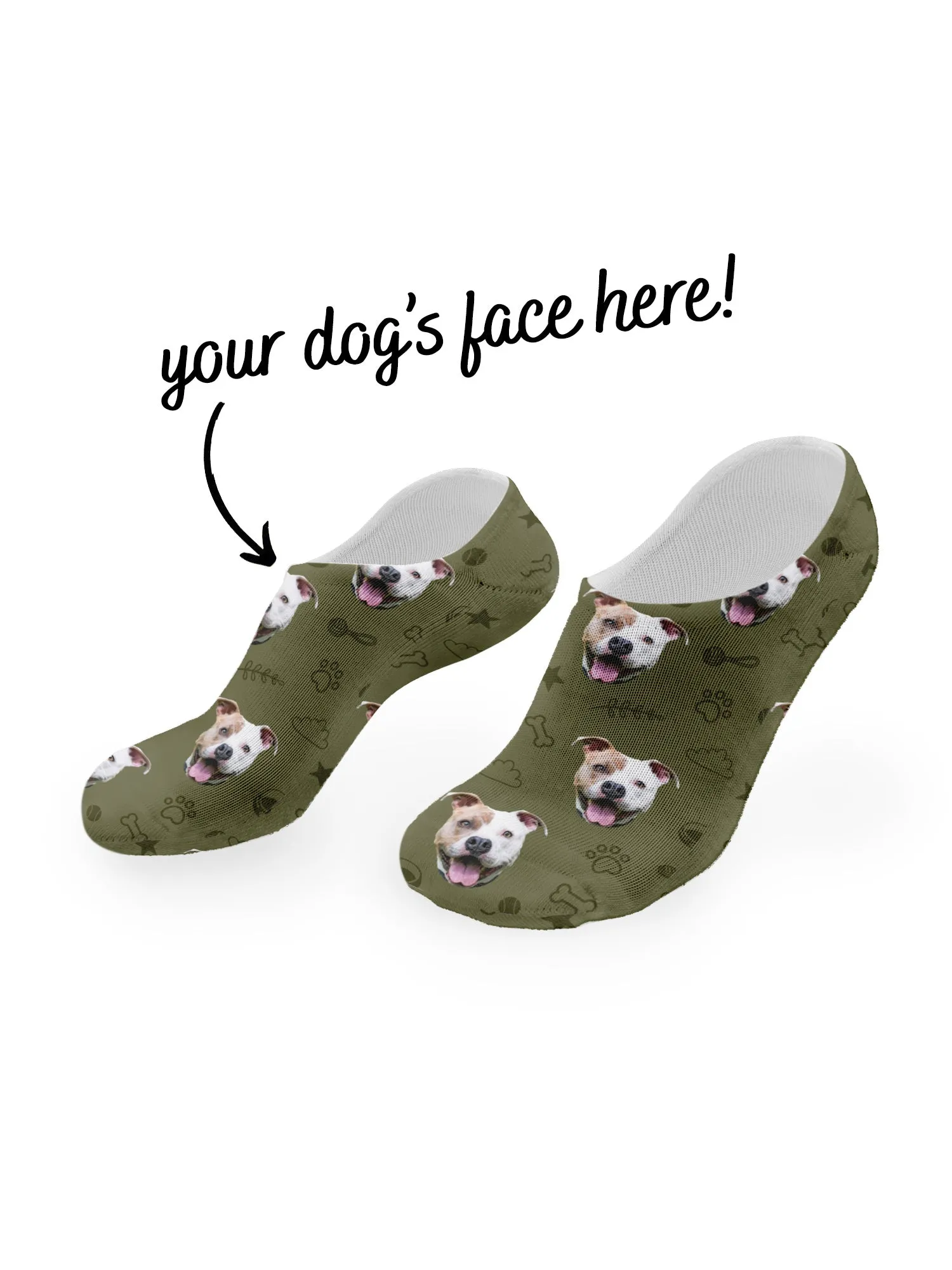 Custom Dog Face No-Show Socks