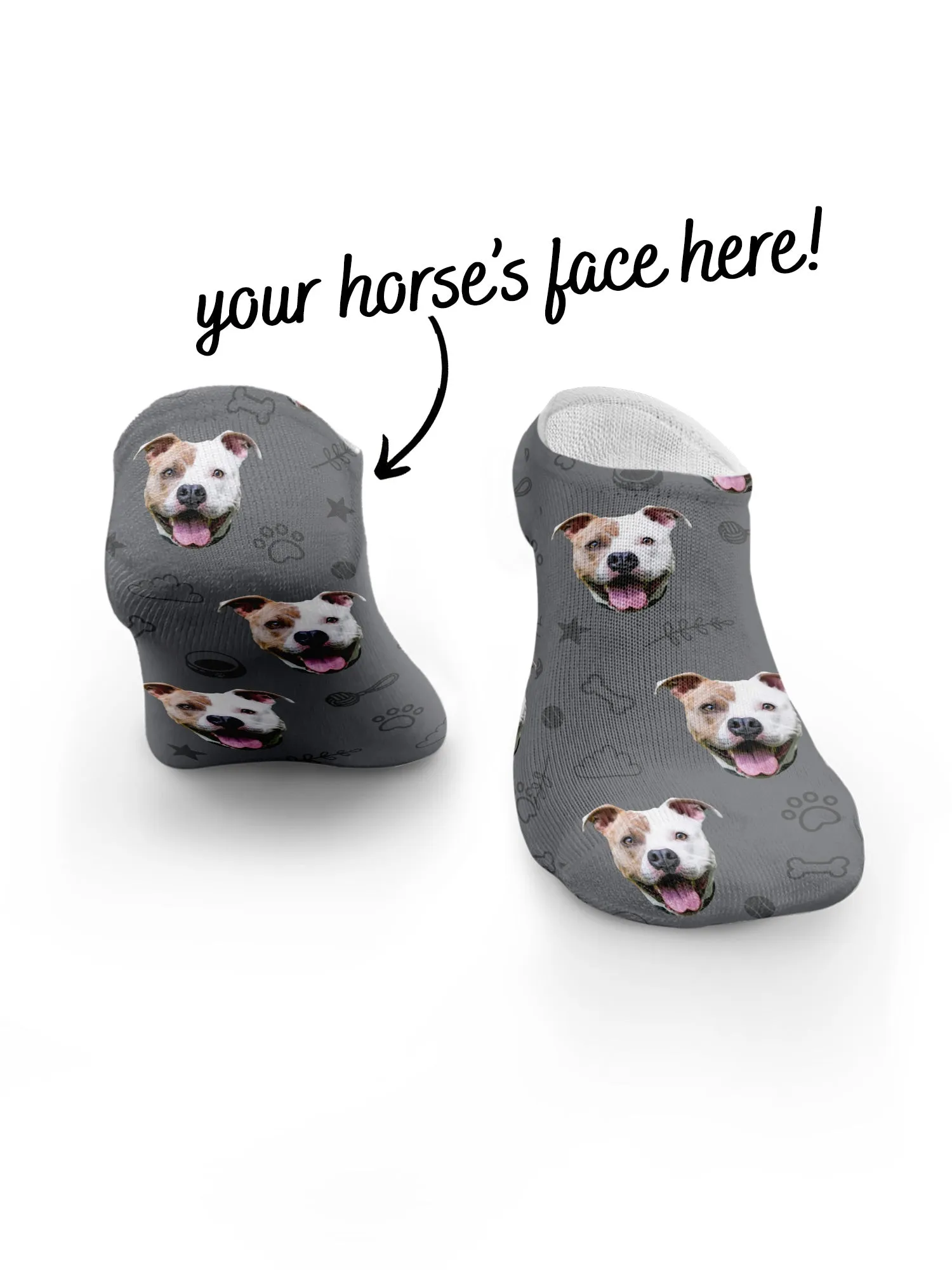 Custom Dog Face No-Show Socks