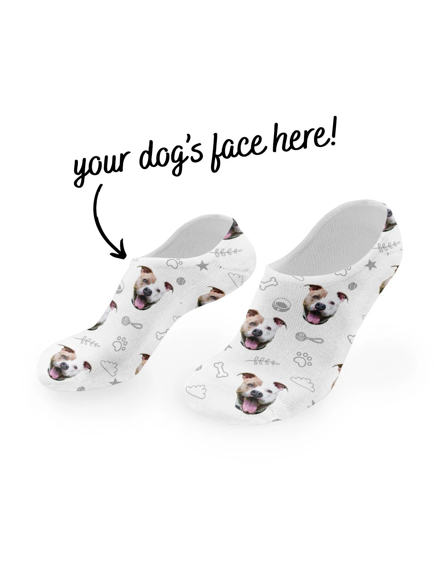 Custom Dog Face No-Show Socks