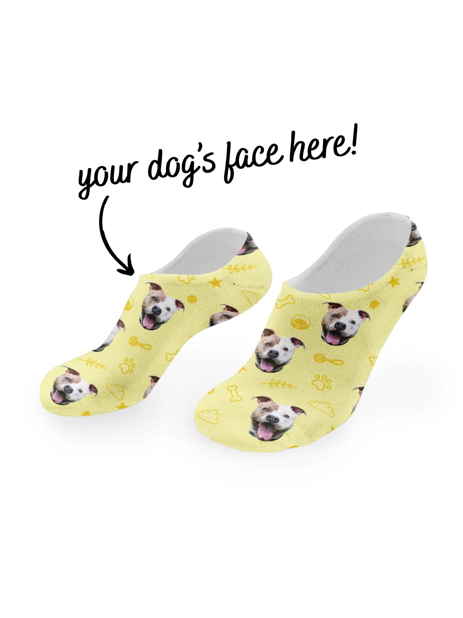 Custom Dog Face No-Show Socks