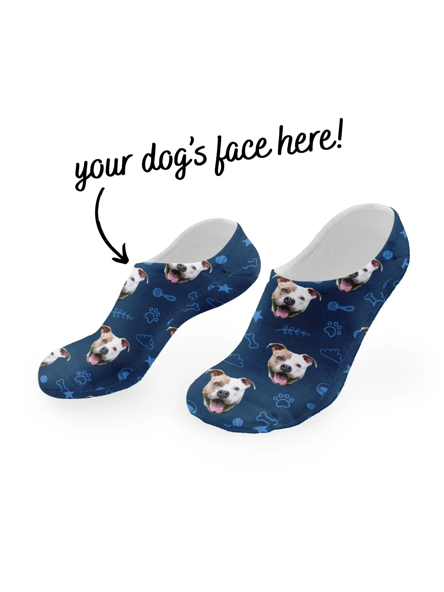 Custom Dog Face No-Show Socks