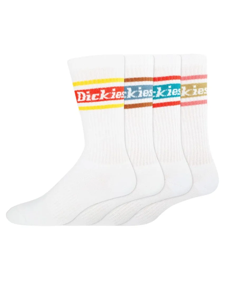 Dickies 4 Pack Skate Rugby Strip Socks - White Spring Stripe Assortment