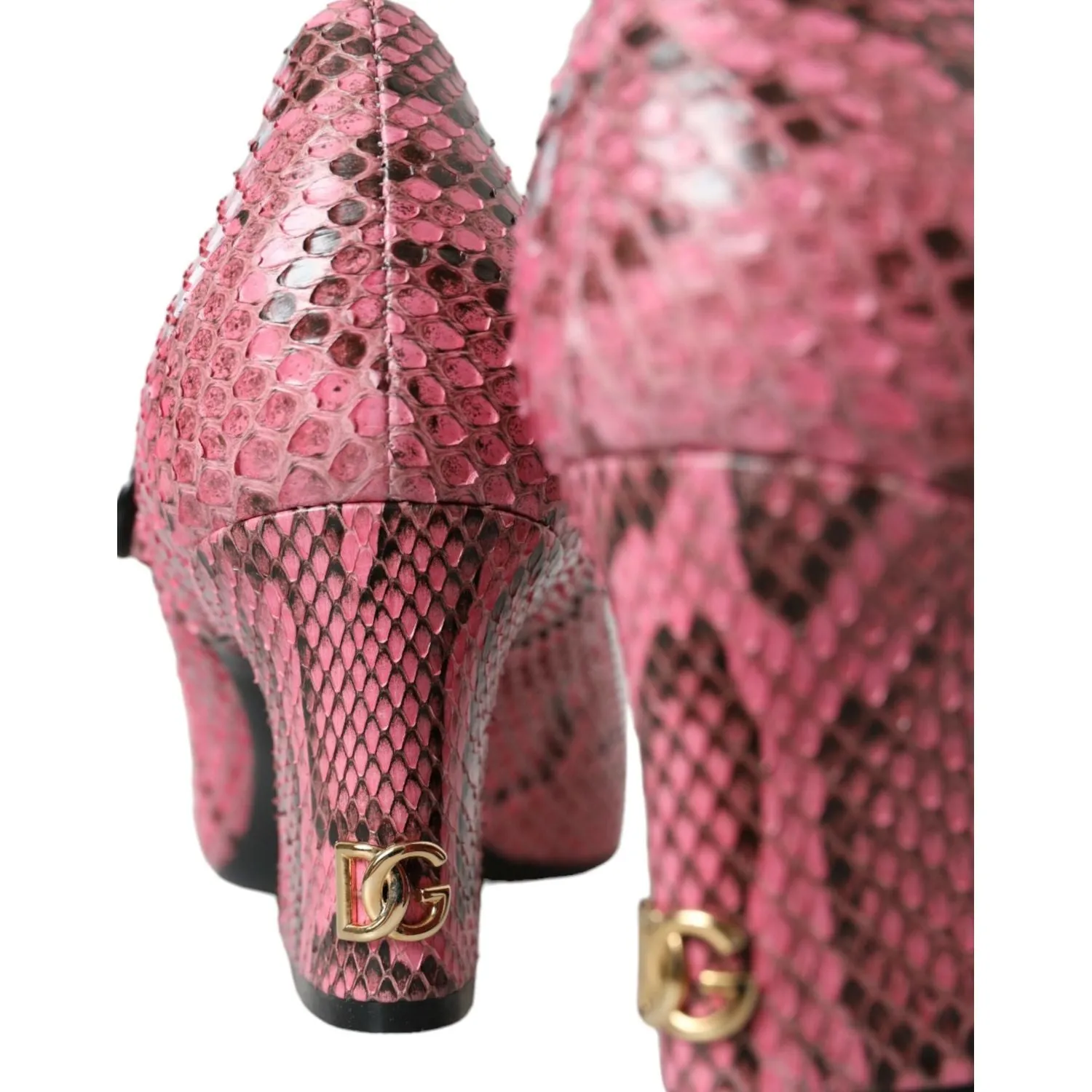 Dolce & Gabbana Pink Python Leather Mary Jane Heels Shoes