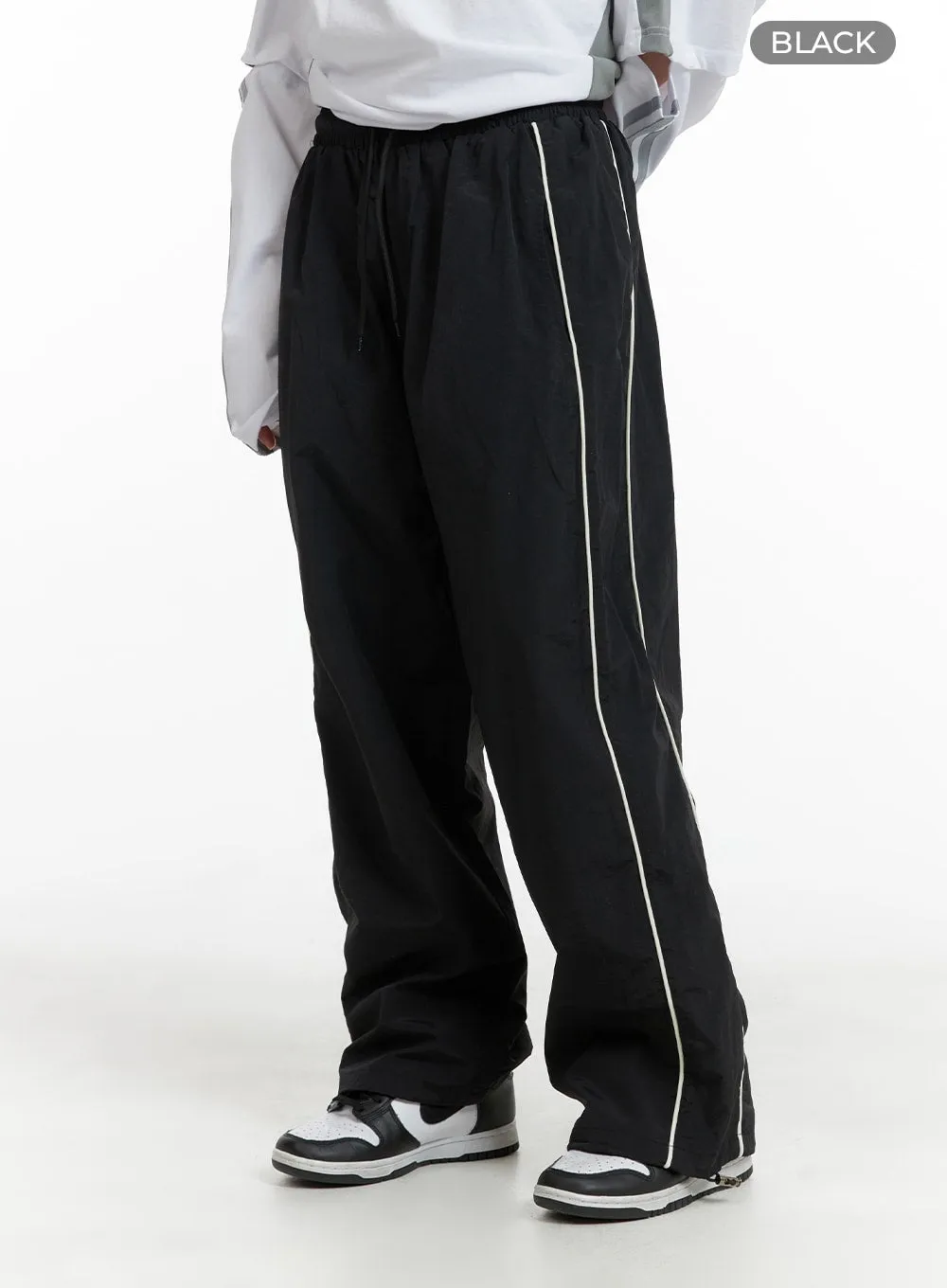 Elastic Waist Contrasting Trim Sweatpants CM407