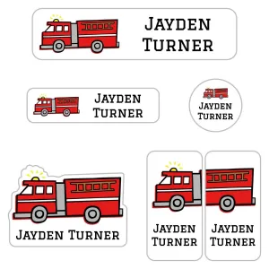 Fire Truck Kindergarten Labels Pack