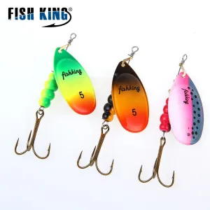 FISH KING 1PC Size0-Size5 Fishing Lure pesca Mepps Spinner bait Spoon Lures With Mustad Treble Hooks Peche Jig Anzuelos