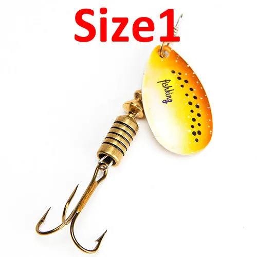 FISH KING 1PC Size0-Size5 Fishing Lure pesca Mepps Spinner bait Spoon Lures With Mustad Treble Hooks Peche Jig Anzuelos