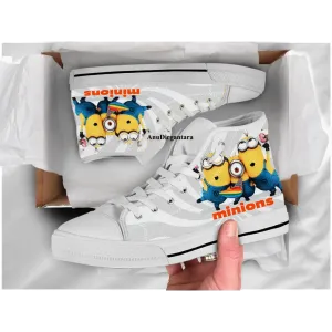 Funny Cute Minion Shoes High Top Sneakers for Kids and Adults