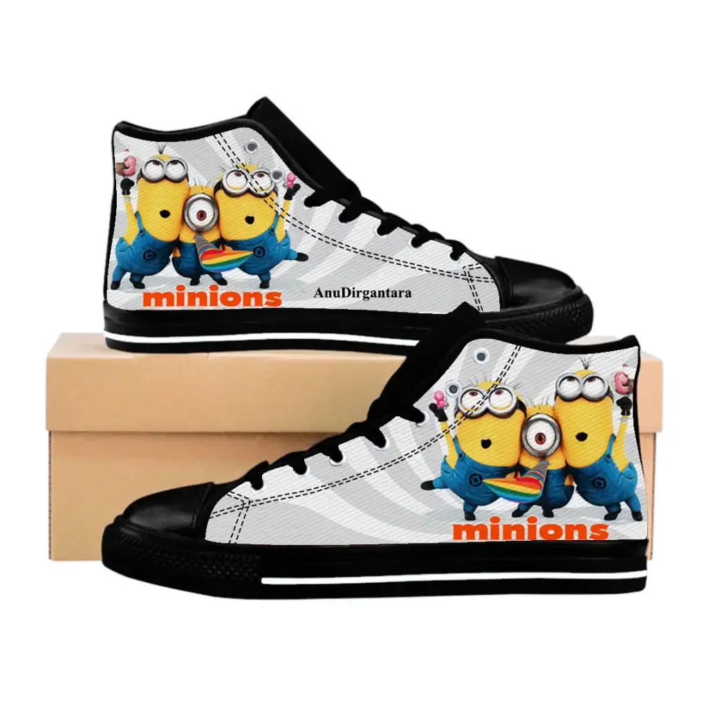 Funny Cute Minion Shoes High Top Sneakers for Kids and Adults