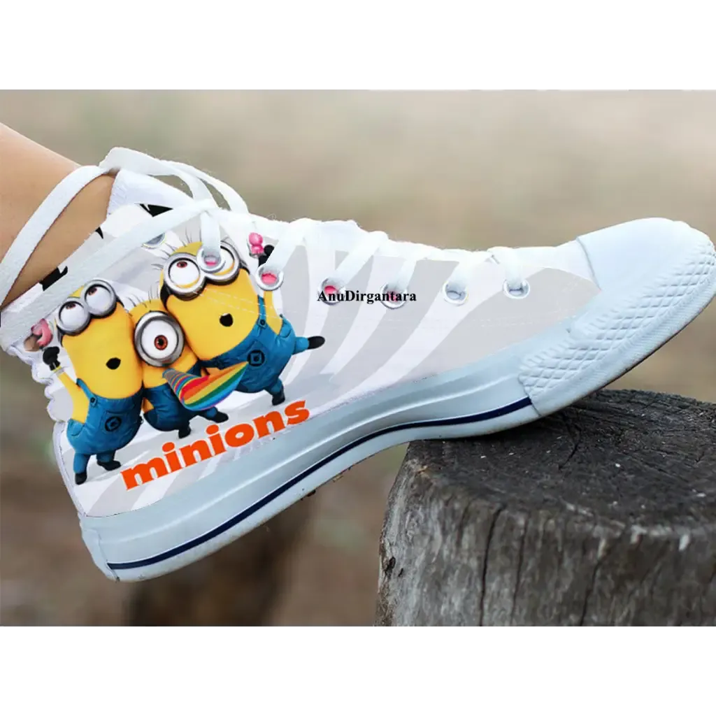 Funny Cute Minion Shoes High Top Sneakers for Kids and Adults