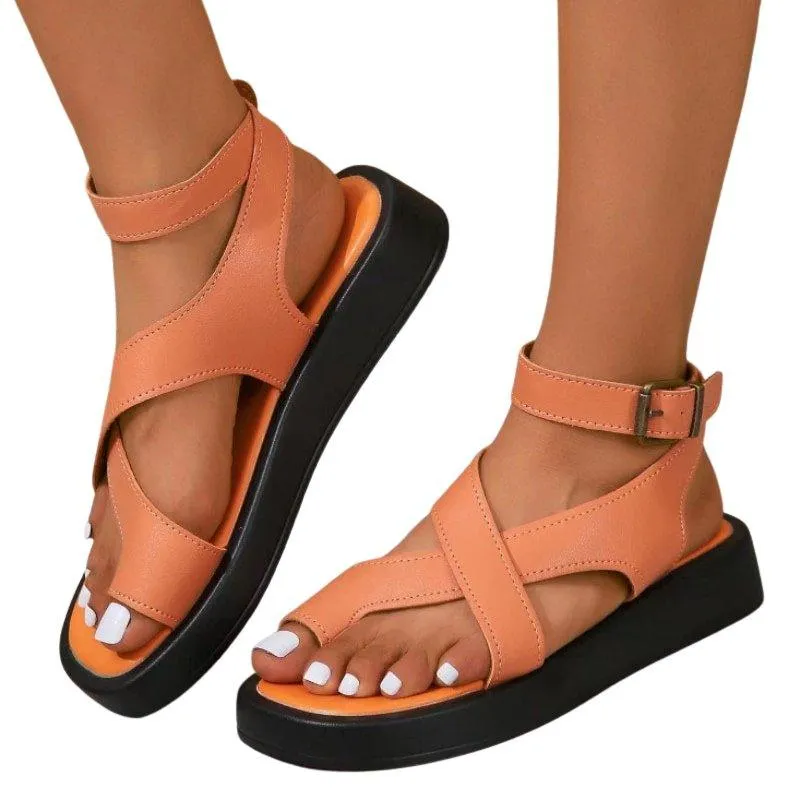 Genuine Leather Comfy Summer Sandals for Bunions - Toe Correction Sandals