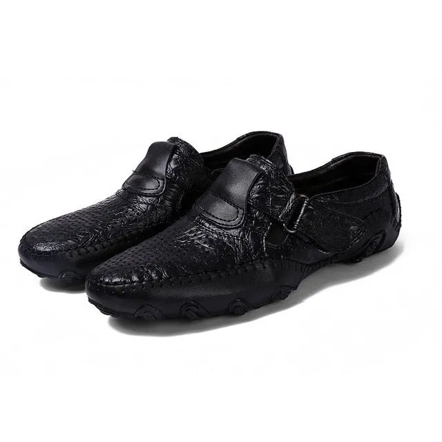 Genuine Leather Driving Moccasins Strapped Shoes