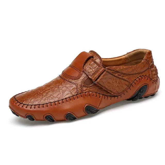 Genuine Leather Driving Moccasins Strapped Shoes