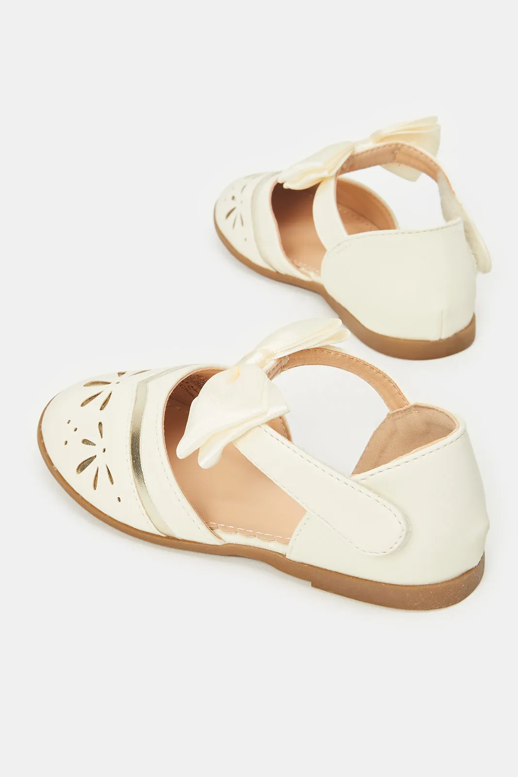 Girls Cream Embellished Sandal