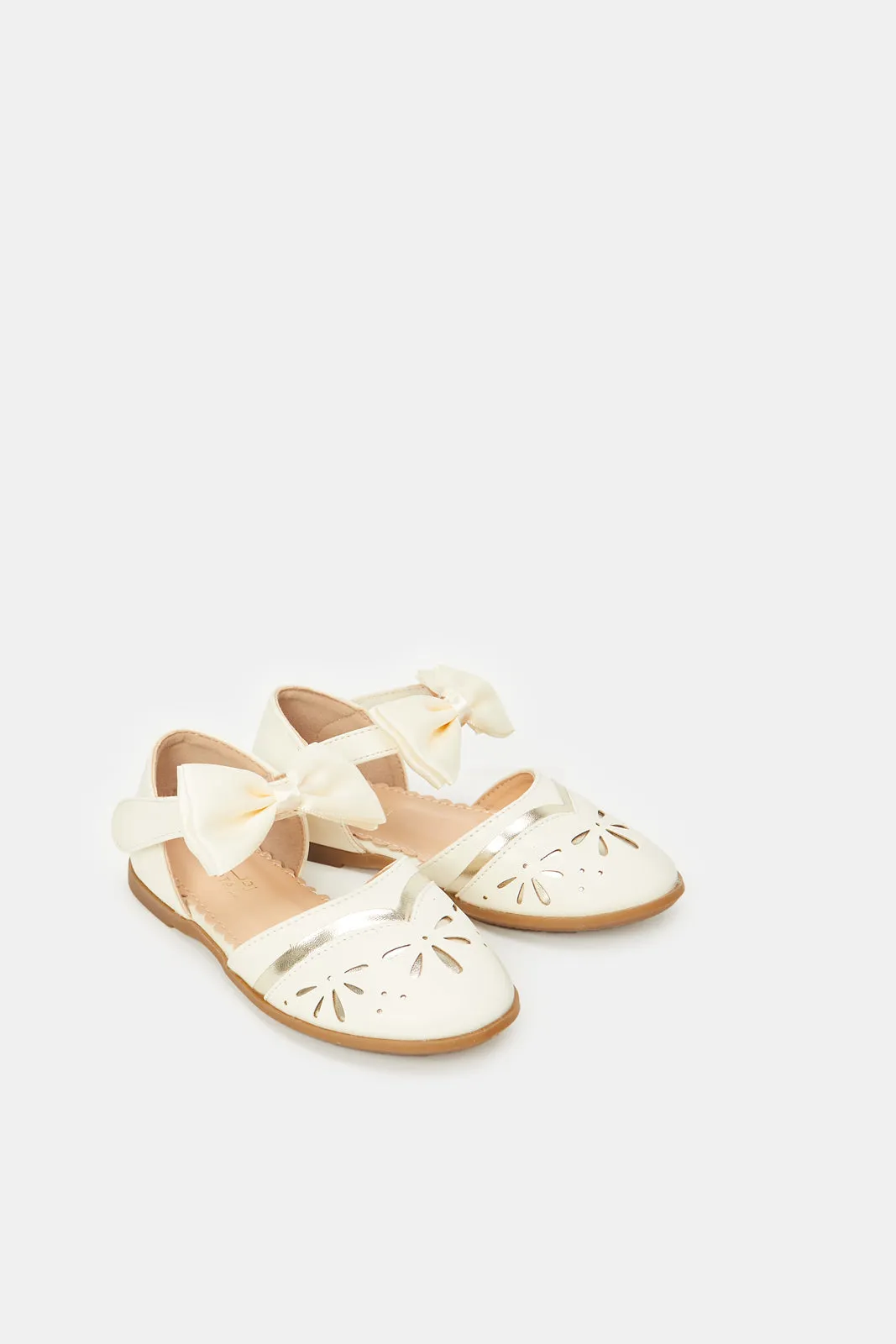 Girls Cream Embellished Sandal