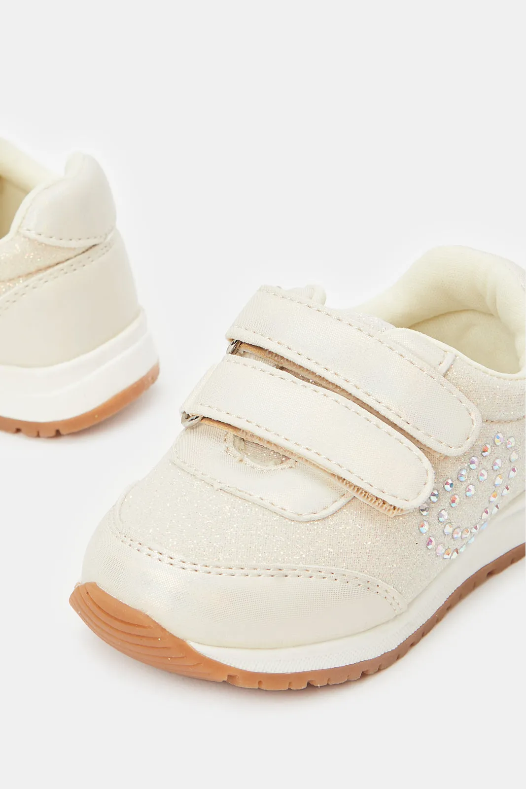 Girls Gold Velcro Strap Slim Runner