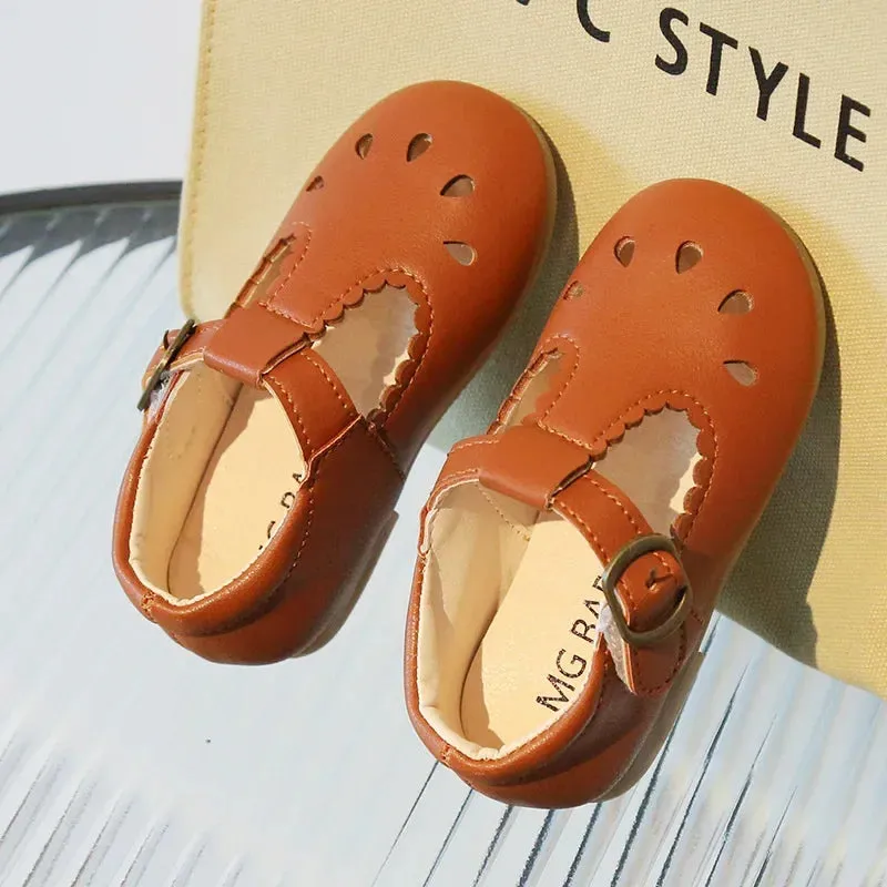 Girls Leather Shoes Spring Autumn Children Oxfords Kids T-strap Shoes Baby Toddler Girl Shoes Casual Loafers Mocassins For Girl