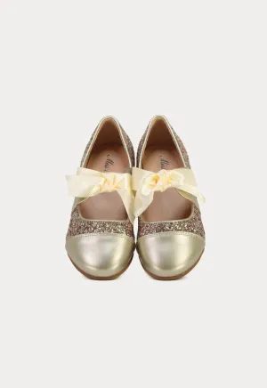 Glittery Embellished With Satin Ribbon Shoes