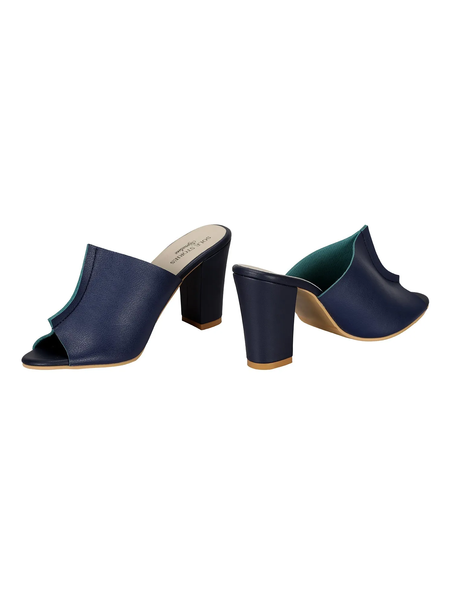 Heels-Two Toned Mules Blue