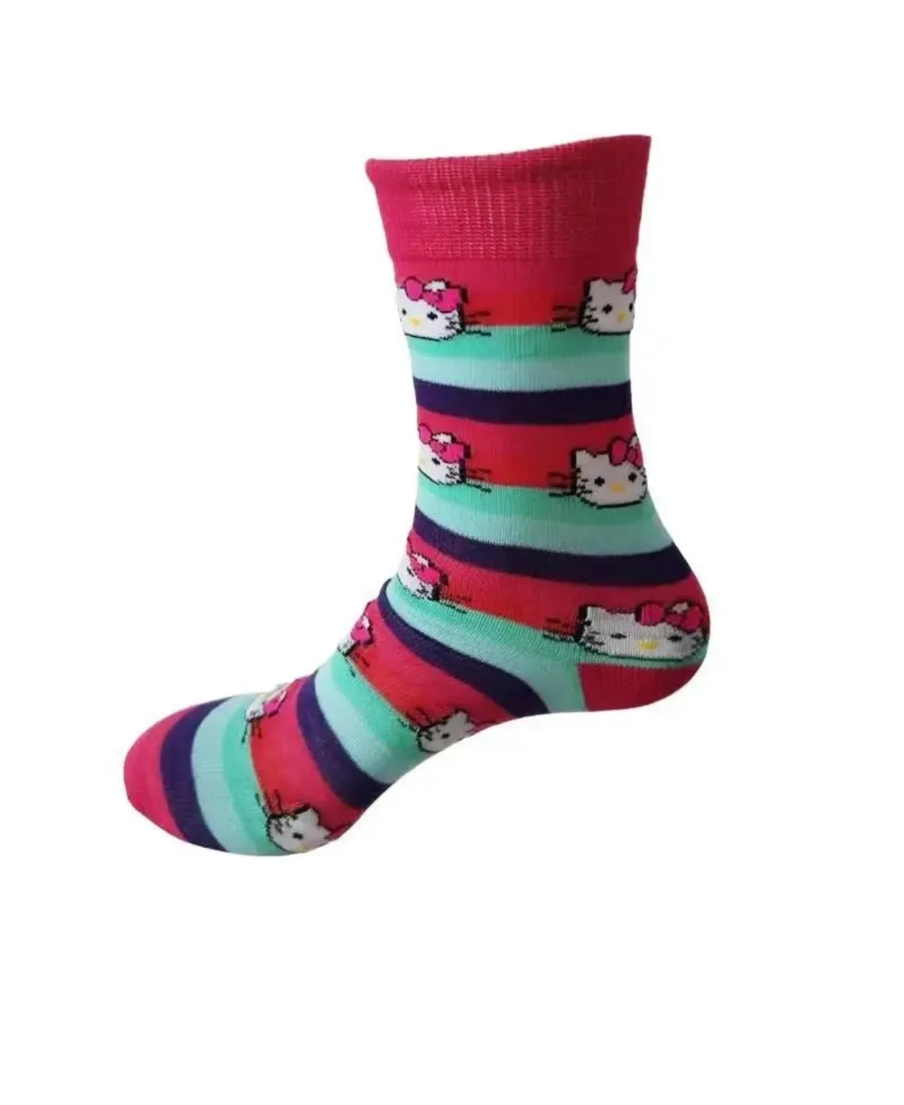 Hello kitty Cartoon Socks, Fun Novelty Mens Crew Character Socks Blue