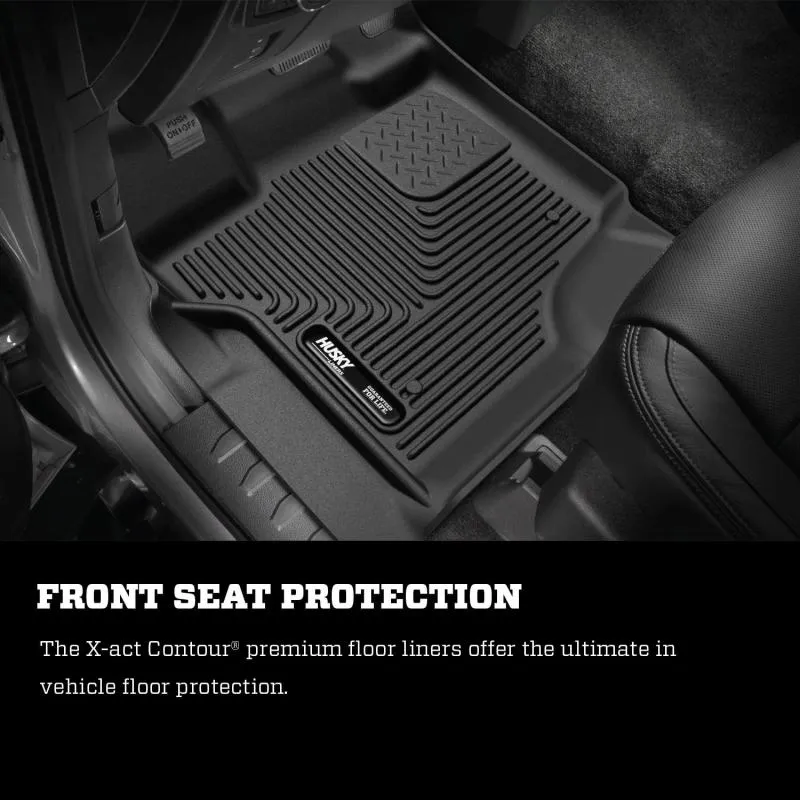 Husky Liners X-Act Contour Front / 2nd Row Floor Liner - Black / Textured - Factory Storage Box - Super Duty - Ford Fullsize Truck 2017-24