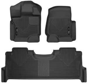 Husky Liners X-Act Contour Front / 2nd Row Floor Liner - Black / Textured - Factory Storage Box - Super Duty - Ford Fullsize Truck 2017-24