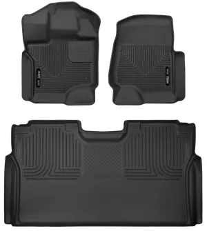 Husky Liners X-Act Contour Front / 2nd Row Floor Liner - Black / Textured - Super Crew Cab - Ford Fullsize Truck 2015-24