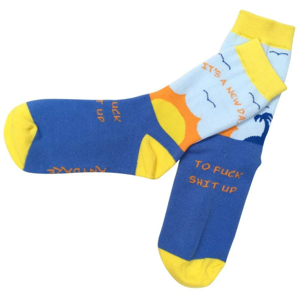 It's a New Day to Fuck Shit Up Women's Crew Socks | Sunrise Attitude