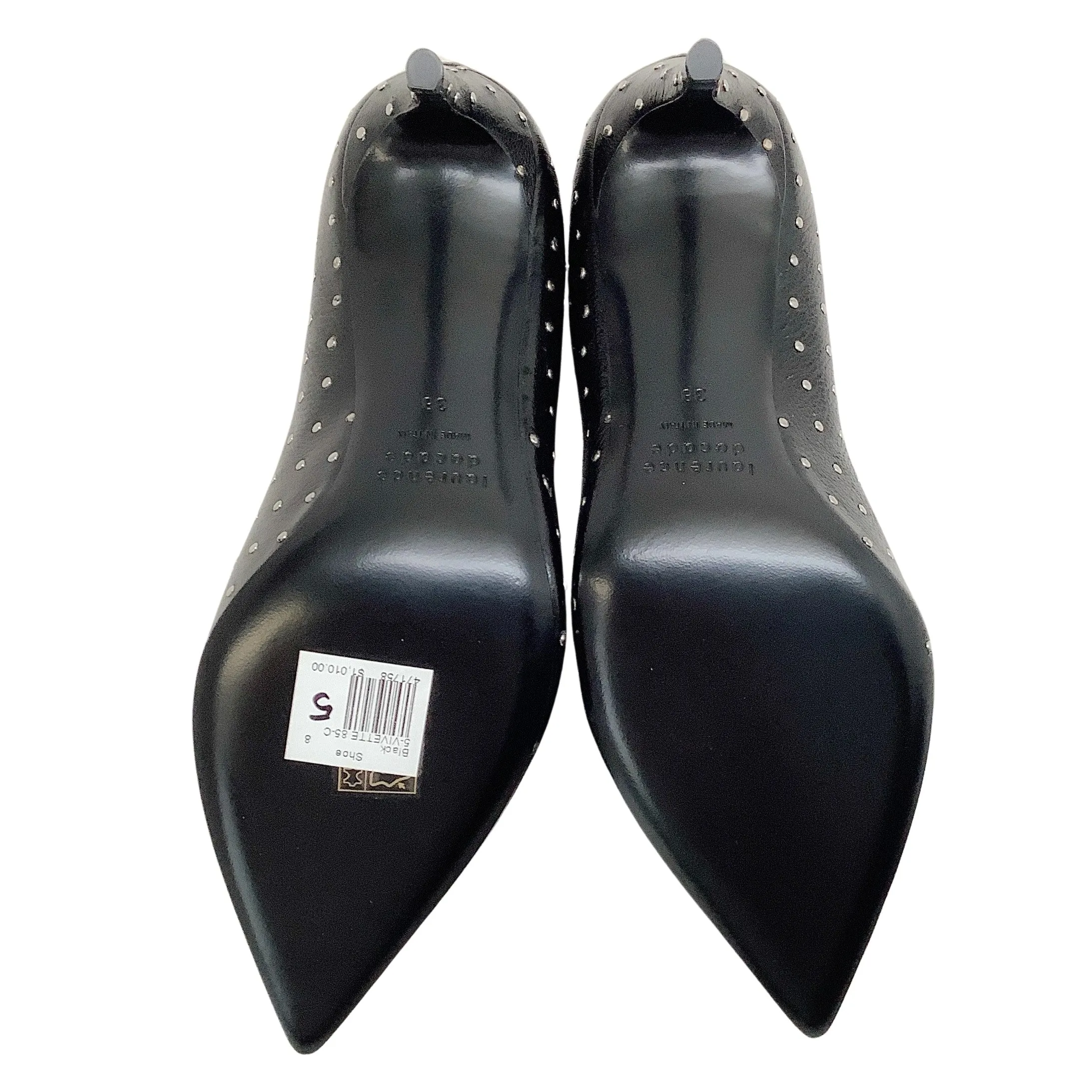 Laurence Dacade Black Leather Vivette 85 Pumps with Silver Studs