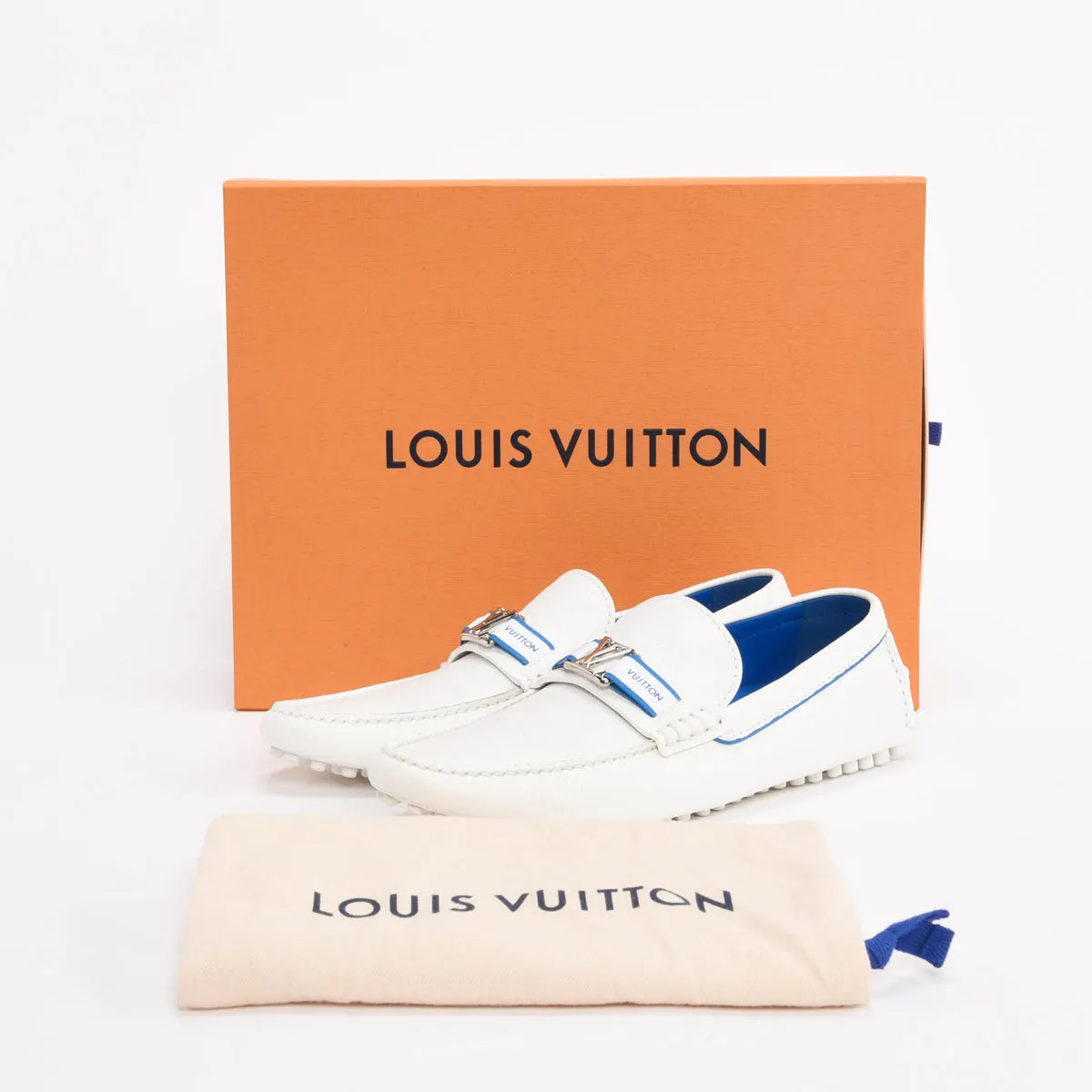 Louis Vuitton White Damier Infini Hockenheim Loafers UK 7.5