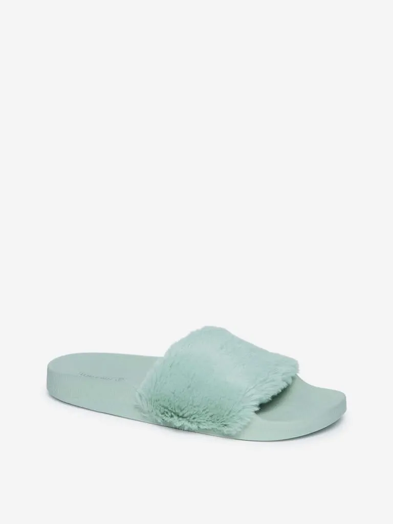 LUNA BLU Sage Faux-Fur Design Slides