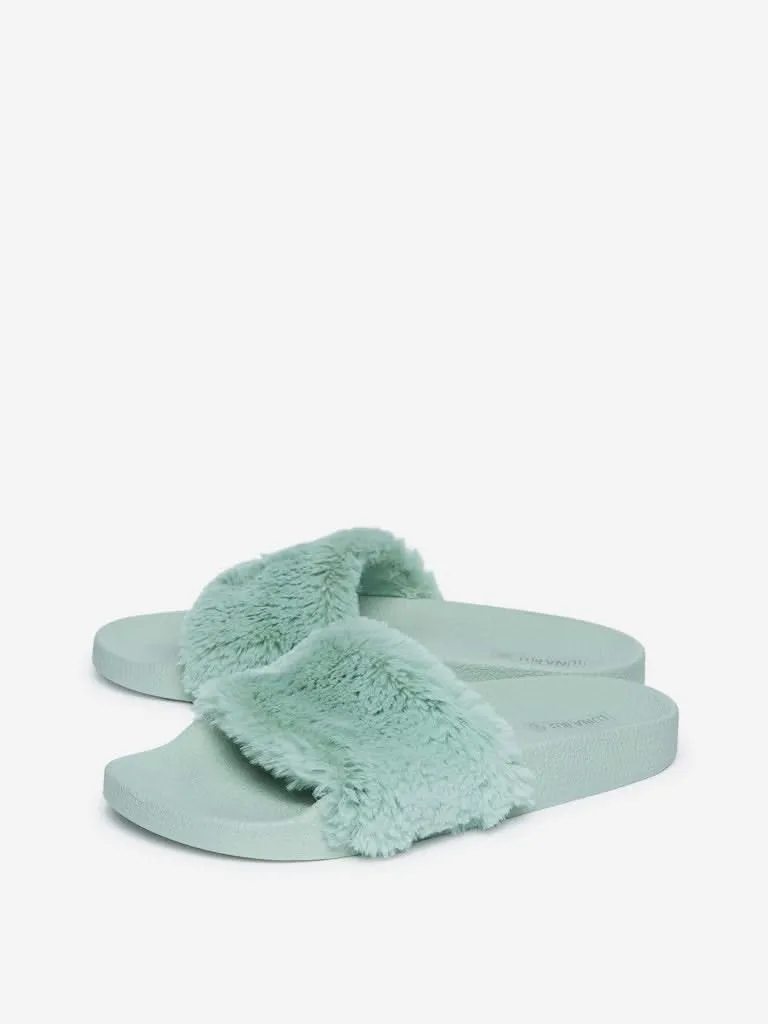 LUNA BLU Sage Faux-Fur Design Slides