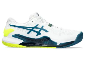 Men's Asics Gel-Resolution 9, White/Restful Teal, 10.5 2E Wide