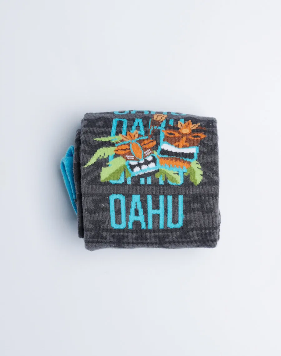 Men's Oahu Tiki Hawaiian Crew Socks