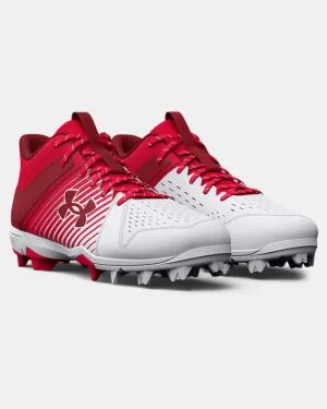 Men's UA Leadoff Mid RM Baseball Cleat - Red/White