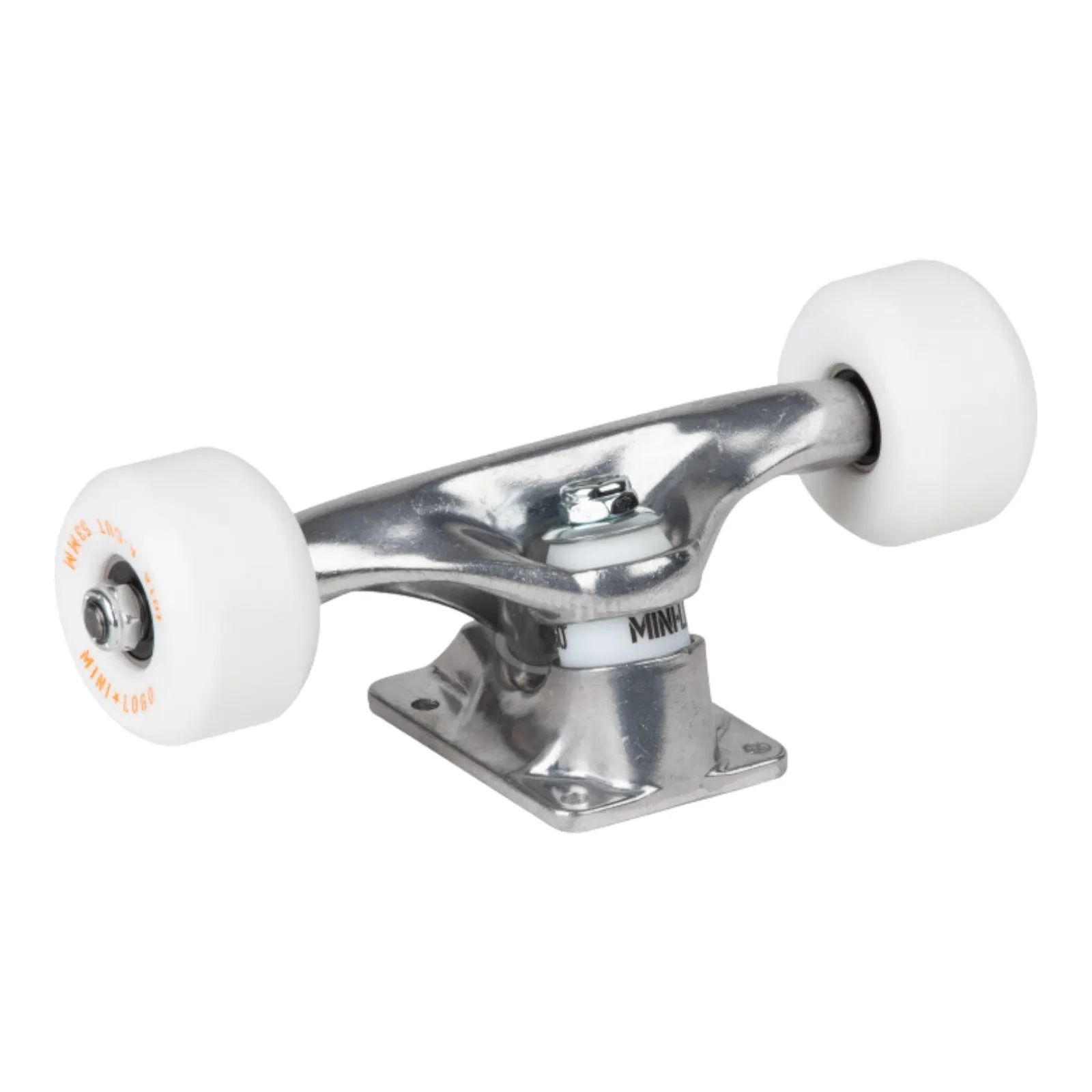 Mini Logo 8.38" Raw Trucks   ML Bearings   A-cut 53mm 101a White Wheels (Set of 2)