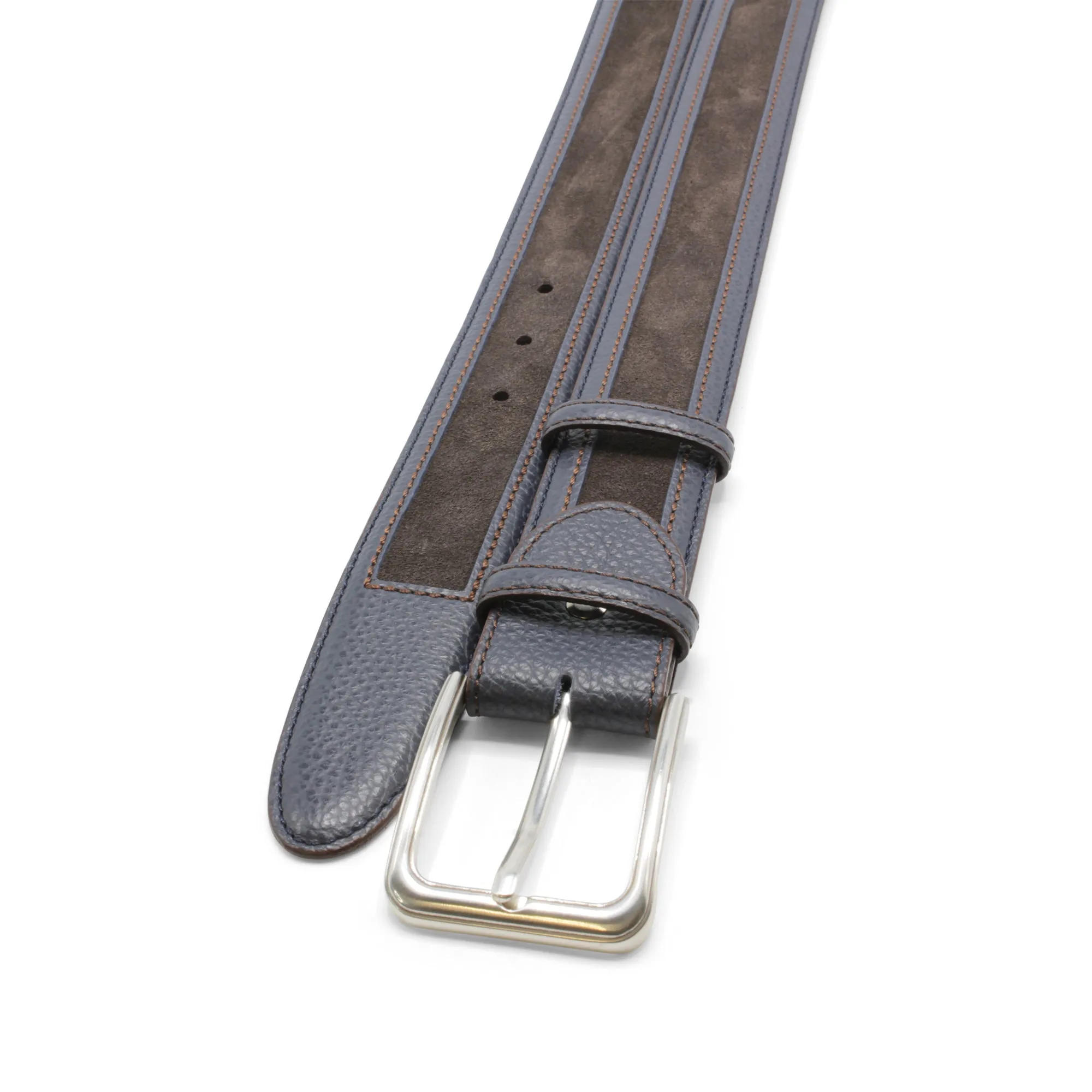 Navy/Brown Mix Coltrane Stepped Prong Belt