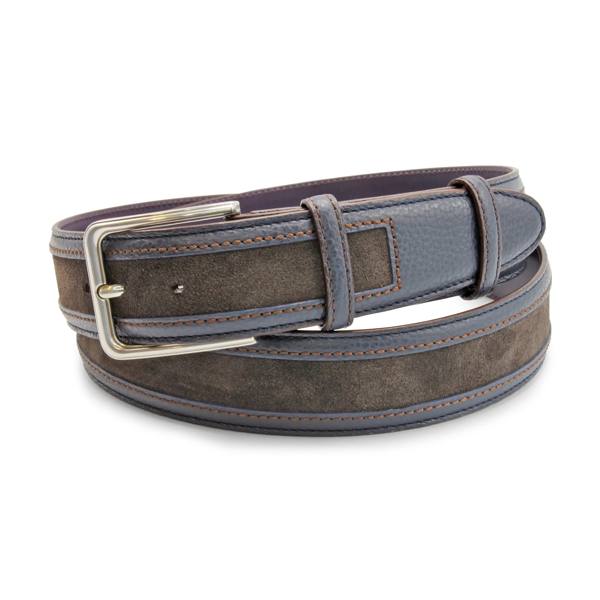 Navy/Brown Mix Coltrane Stepped Prong Belt