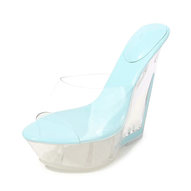 Private label trendy transparent sexy women's super high heel sandals