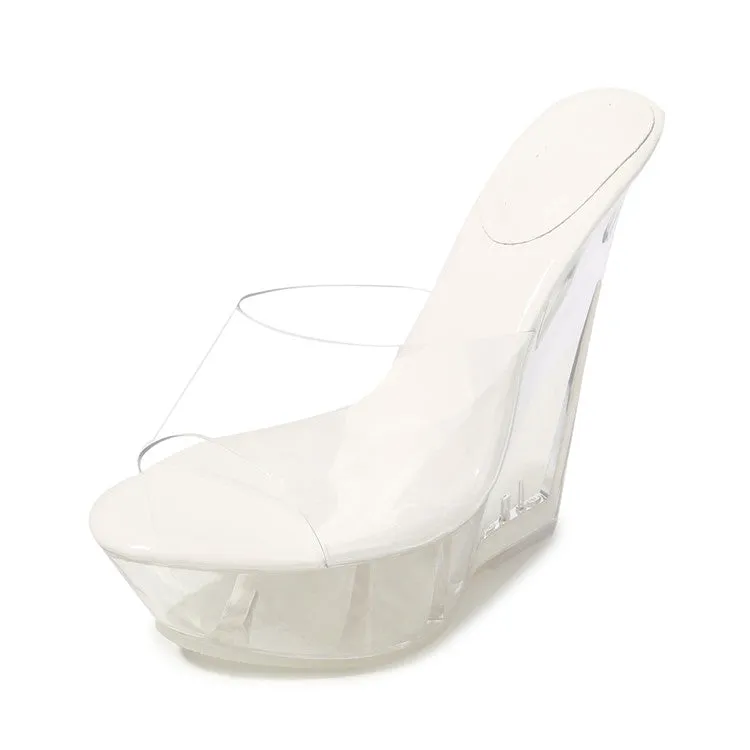 Private label trendy transparent sexy women's super high heel sandals